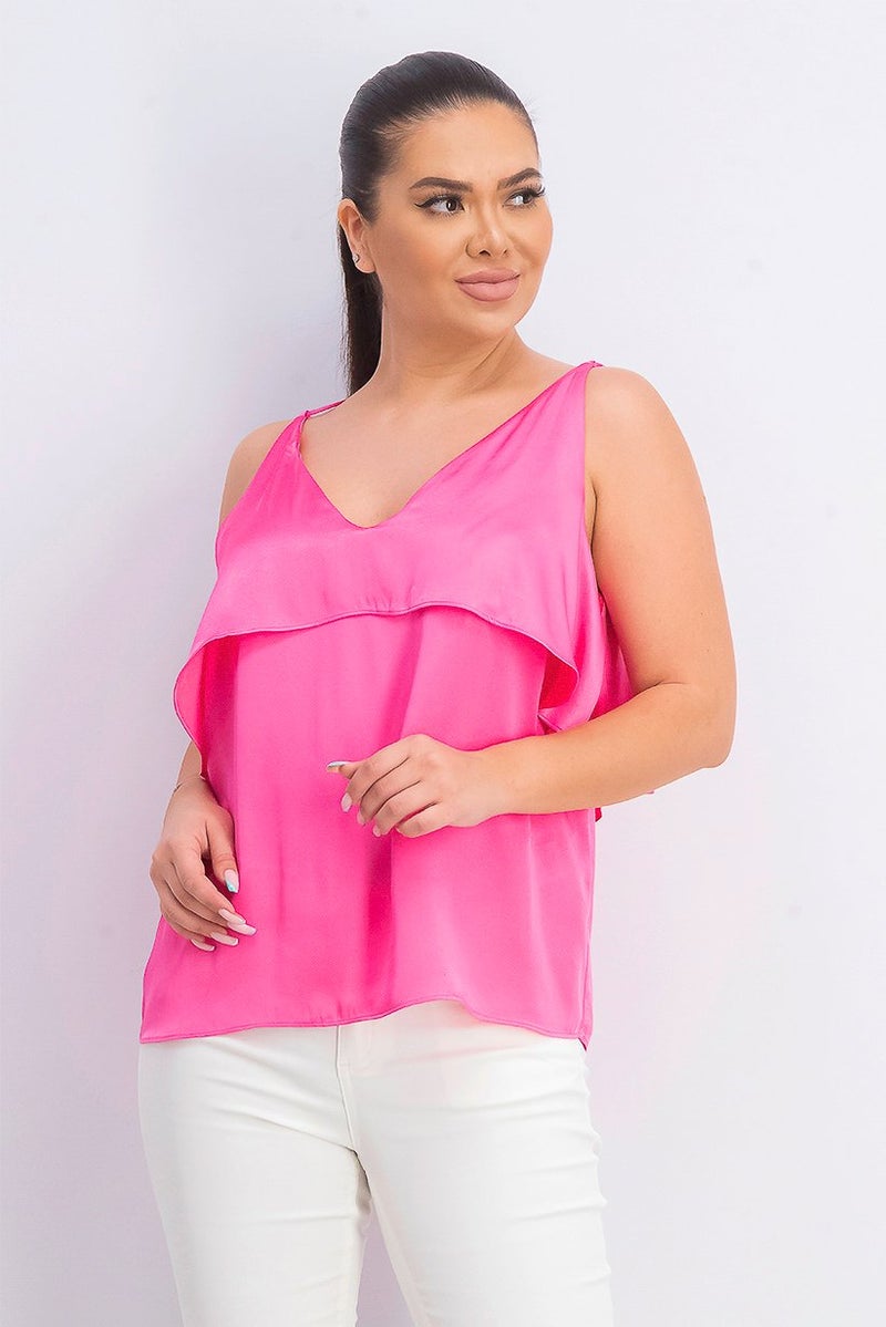 Reserved Women Satin Gloss Sleeveless Top, Pink - Image 1
