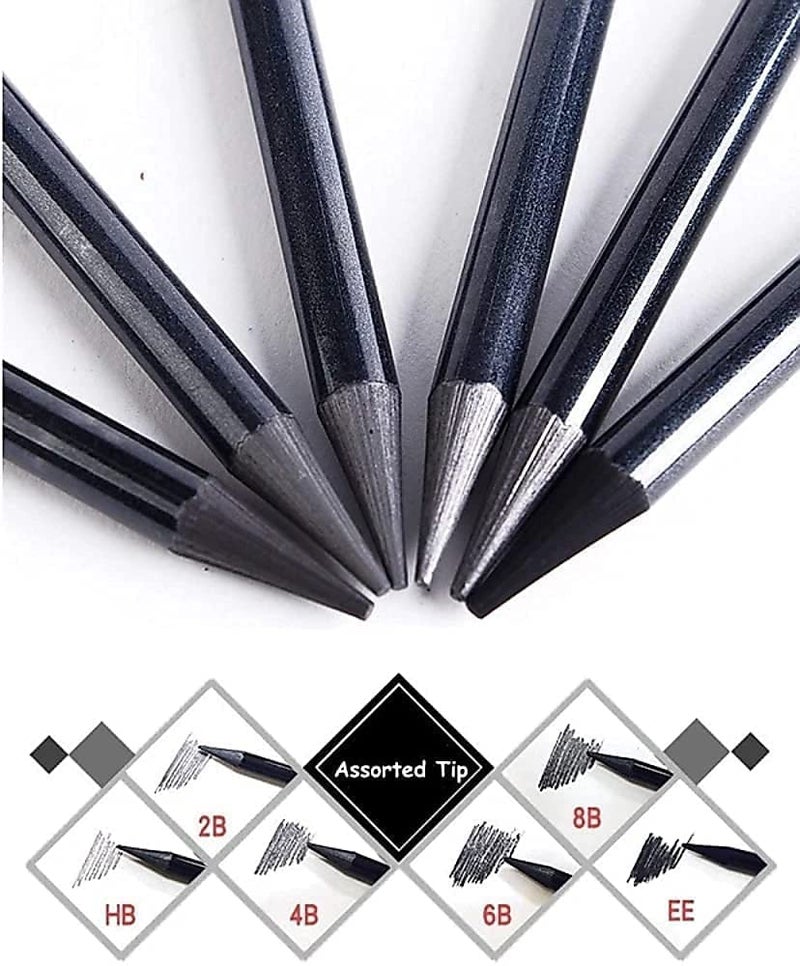 EKTA STATIONERY EKTA STATIONERY? Coloured Woodless Graphite Charcoal Sticks for Drawing, Writing, Shading, Colouring Sketch Pencil Tool Stationery Art Illustration (6 Pcs Woodless Graphite HB, 2B, 4B, 6B, 8B and EE)  - Image 3