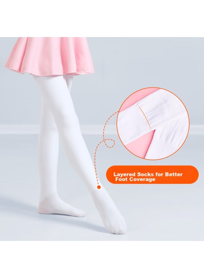 Aiwuge Children's Socks, Spring And Autumn Thin Fleece, Dragon Hair Dance Socks, White Base Tights, White, L Size - Image 2