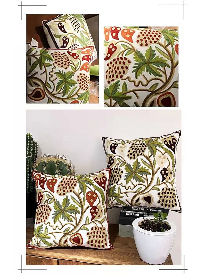جولدن ميليون أغطية وسائد مزخرفة غطاء مطرز على شكل مربع أوروبي بتصميم زهور ديكور منزلي للأريكة والأريكة والفراش وغرفة المعيشة وكرسي السيارة والفناء 100% قطن - Image 5
