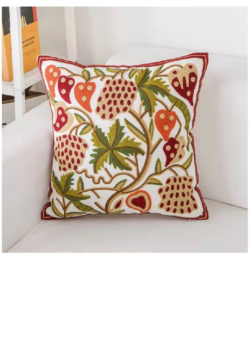 جولدن ميليون أغطية وسائد مزخرفة غطاء مطرز على شكل مربع أوروبي بتصميم زهور ديكور منزلي للأريكة والأريكة والفراش وغرفة المعيشة وكرسي السيارة والفناء 100% قطن - Image 2