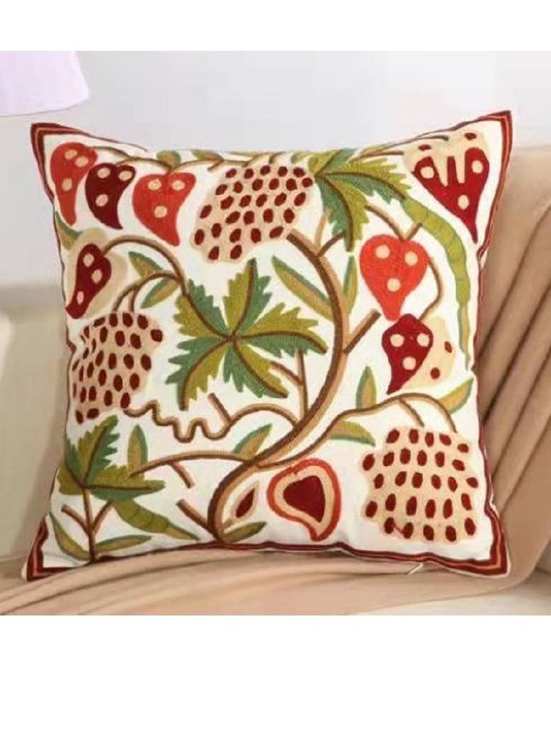 جولدن ميليون أغطية وسائد مزخرفة غطاء مطرز على شكل مربع أوروبي بتصميم زهور ديكور منزلي للأريكة والأريكة والفراش وغرفة المعيشة وكرسي السيارة والفناء 100% قطن - Image 4