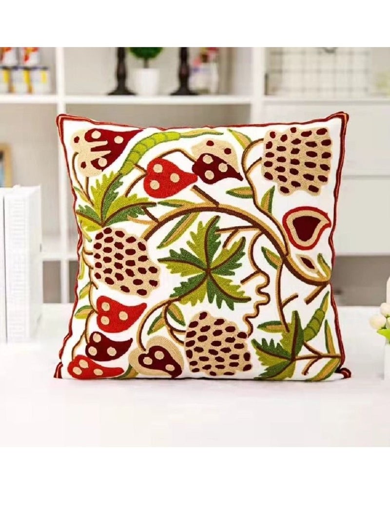 جولدن ميليون أغطية وسائد مزخرفة غطاء مطرز على شكل مربع أوروبي بتصميم زهور ديكور منزلي للأريكة والأريكة والفراش وغرفة المعيشة وكرسي السيارة والفناء 100% قطن - Image 1
