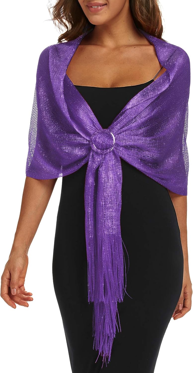 Rheane Shawls and Wraps for Evening Dress, Sparkle Shawls for Women with Buckle - Elegant Wedding Party Formal Shoulder Wrap - Image 1