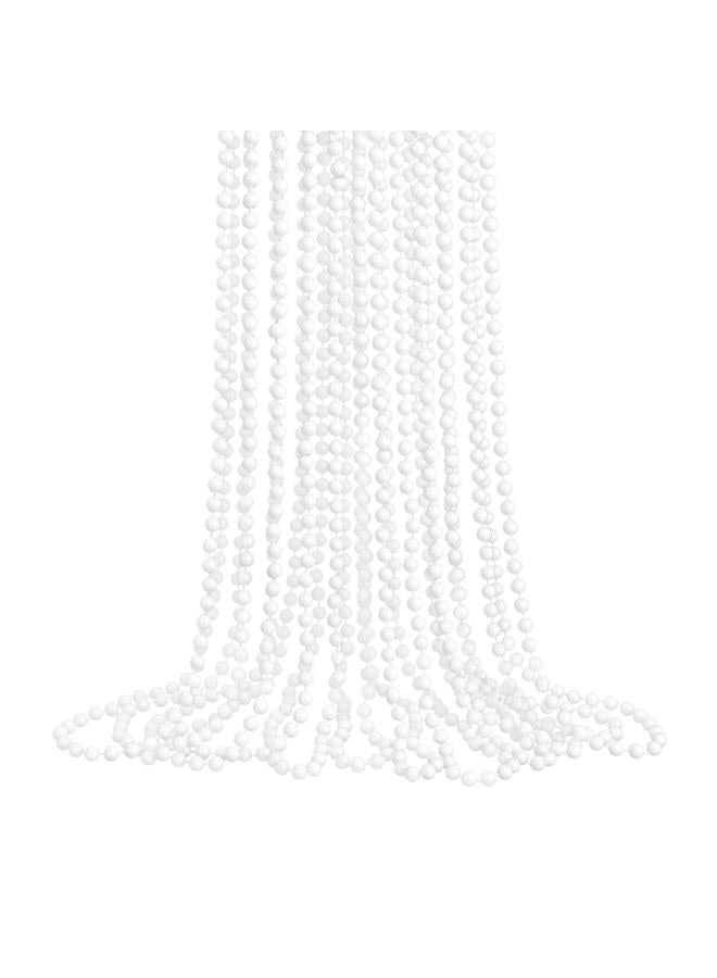 ZZYFGH 12 PCS White Bead Necklace 33'' Beads Necklace, White Bead Necklaces Bulk, Mardi Gras Round Beaded Necklaces for Party Parade Event Festival Christmas Supplies Decor - Image 1