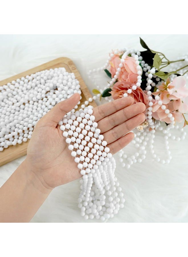 ZZYFGH 12 PCS White Bead Necklace 33'' Beads Necklace, White Bead Necklaces Bulk, Mardi Gras Round Beaded Necklaces for Party Parade Event Festival Christmas Supplies Decor - Image 3