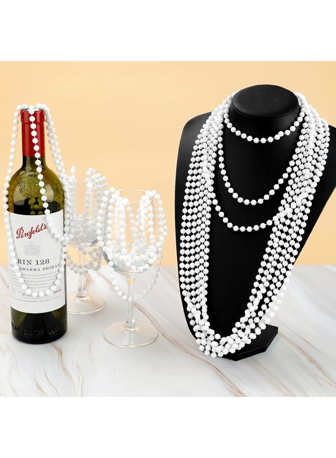 ZZYFGH 12 PCS White Bead Necklace 33'' Beads Necklace, White Bead Necklaces Bulk, Mardi Gras Round Beaded Necklaces for Party Parade Event Festival Christmas Supplies Decor - Image 5