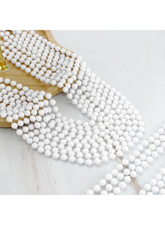ZZYFGH 12 PCS White Bead Necklace 33'' Beads Necklace, White Bead Necklaces Bulk, Mardi Gras Round Beaded Necklaces for Party Parade Event Festival Christmas Supplies Decor - Image 4