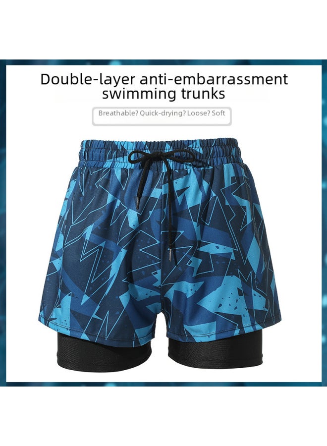 Loquat Swimming Trunks Men's 2023 Arrival Anti-embarrassment Boys Large Size Loose Swimming Equipment Quick-drying Hot Spring Beach Swimming Trunks-Color:Orange- - Image 2