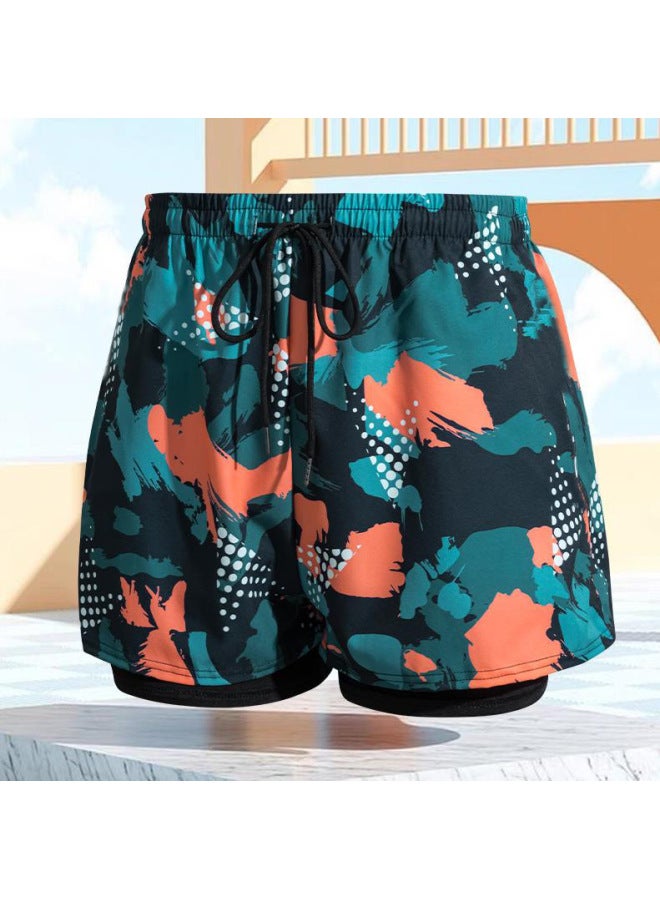 Loquat Swimming Trunks Men's 2023 Arrival Anti-embarrassment Boys Large Size Loose Swimming Equipment Quick-drying Hot Spring Beach Swimming Trunks-Color:Orange- - Image 1