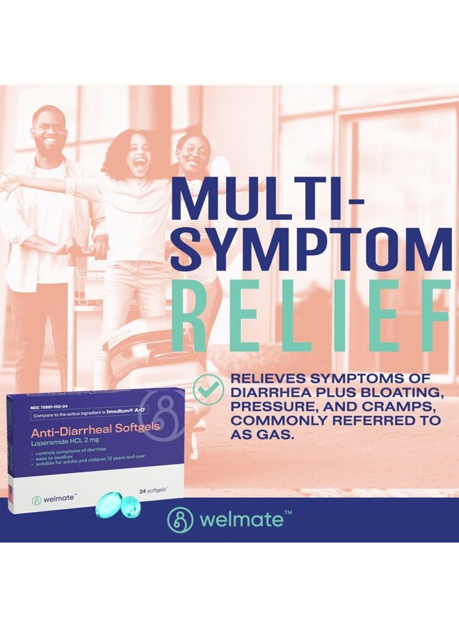WELMATE Anti-Diarrheal Softgels (24 Softgels) - Loperamide HCL 2 mg - Diarrhea Symptom Relief - Upset Stomach Reliever - Anti Diarrhea Pills - Over-The-Counter Medication - Image 3