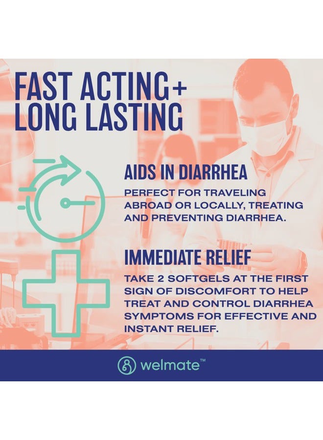 WELMATE Anti-Diarrheal Softgels (24 Softgels) - Loperamide HCL 2 mg - Diarrhea Symptom Relief - Upset Stomach Reliever - Anti Diarrhea Pills - Over-The-Counter Medication - Image 4