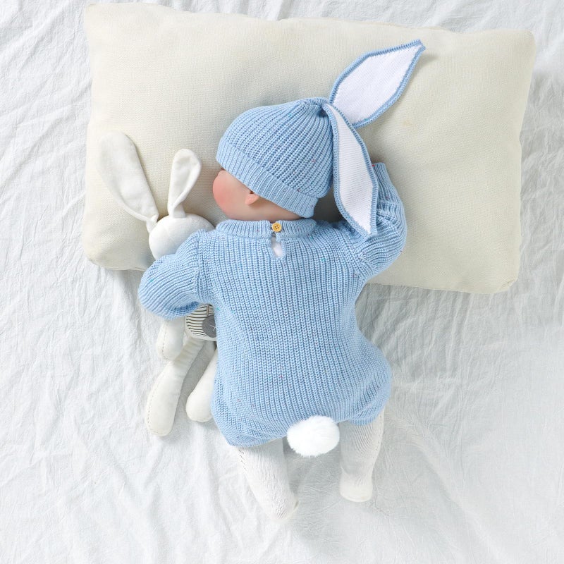 Gureui My First Easter Baby Girl Boy Outfit 3-6 Months Long Sleeve Knit Romper Onesie with Bunny Hat Infant Clothes - Image 4