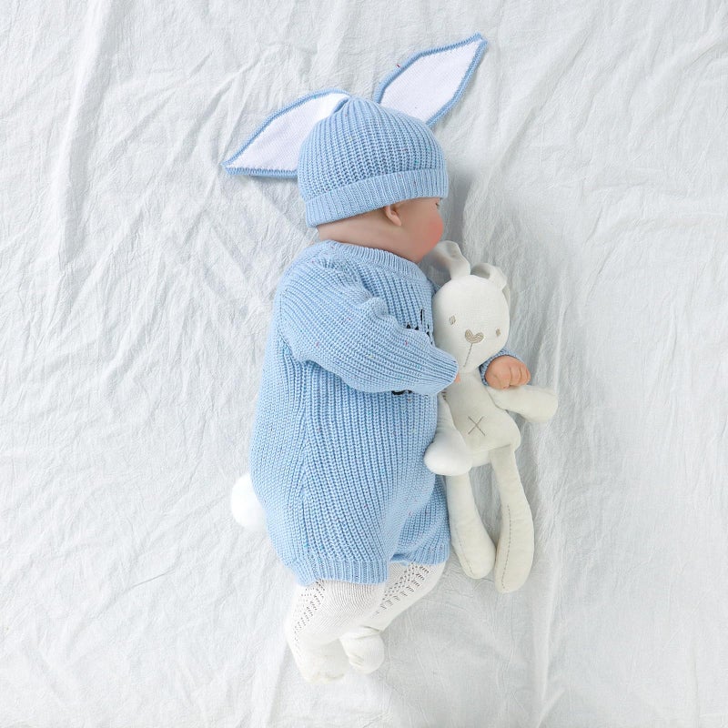 Gureui My First Easter Baby Girl Boy Outfit 3-6 Months Long Sleeve Knit Romper Onesie with Bunny Hat Infant Clothes - Image 3