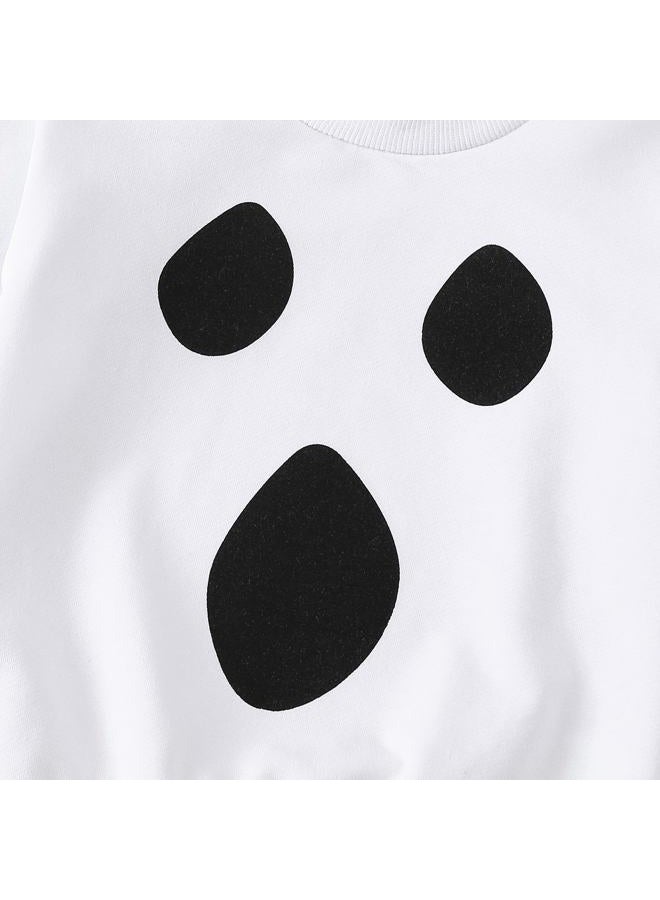 wybzd Toddler Baby Boy Girl Halloween Outfit Ghost Face Crewneck Sweatshirt Oversized Pullover Ghosts Costume Clothes (ghost face, 2-3 Years) - Image 4