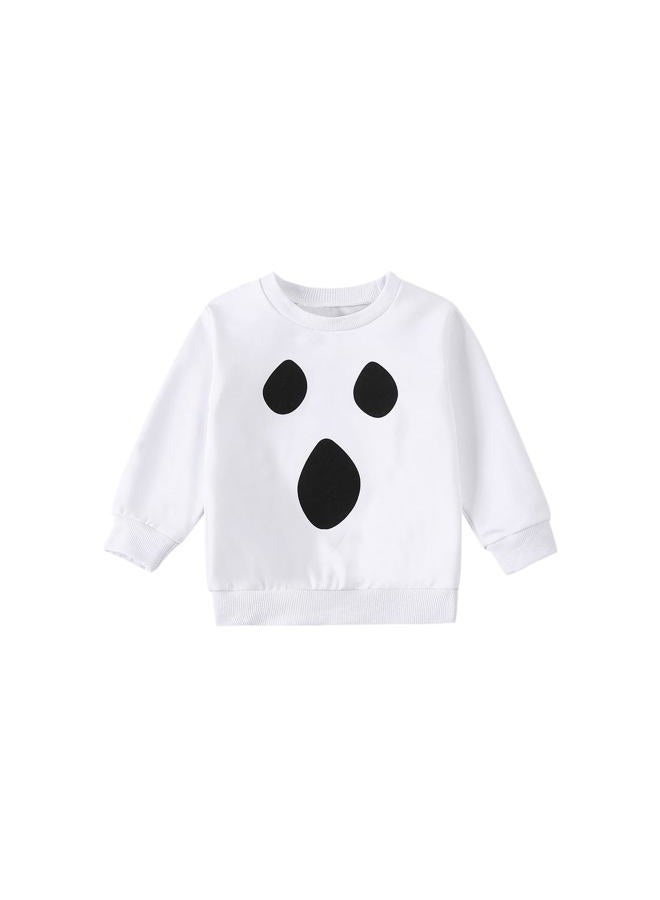 wybzd Toddler Baby Boy Girl Halloween Outfit Ghost Face Crewneck Sweatshirt Oversized Pullover Ghosts Costume Clothes (ghost face, 2-3 Years) - Image 1