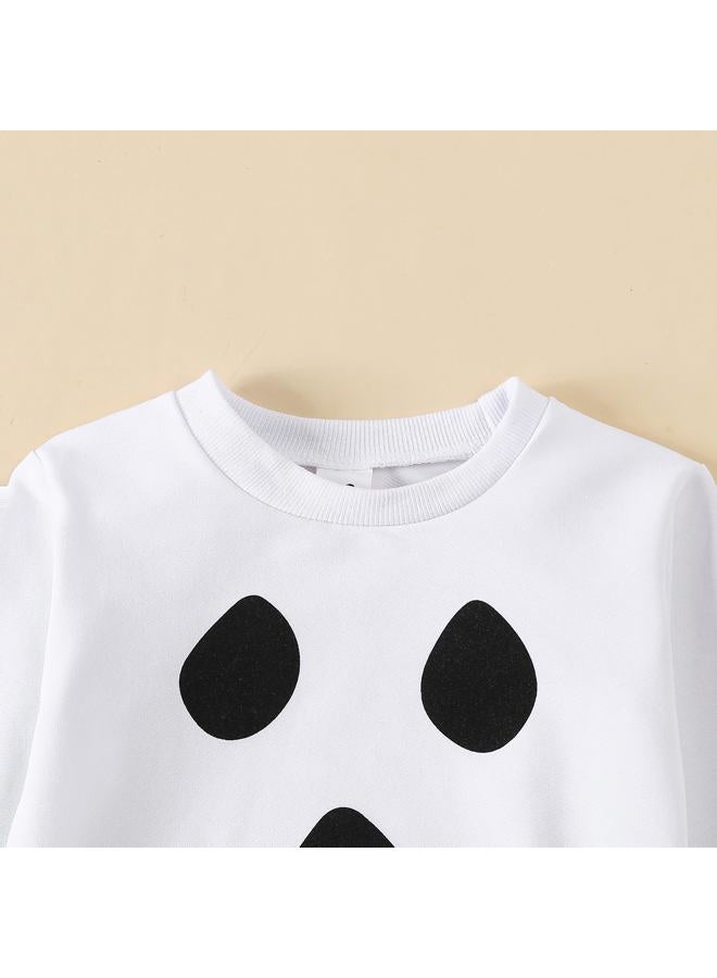wybzd Toddler Baby Boy Girl Halloween Outfit Ghost Face Crewneck Sweatshirt Oversized Pullover Ghosts Costume Clothes (ghost face, 2-3 Years) - Image 3