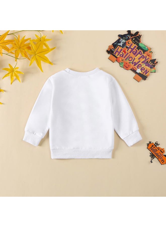 wybzd Toddler Baby Boy Girl Halloween Outfit Ghost Face Crewneck Sweatshirt Oversized Pullover Ghosts Costume Clothes (ghost face, 2-3 Years) - Image 2