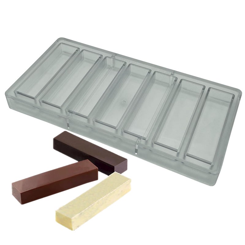 Goldbaking 7Cavities Chocolate Covered Gralona Bar Mold Tectangle Energy Bar Mould Polycarbonate Deep Filling Chocolates Making Tool Candy DIY Maker