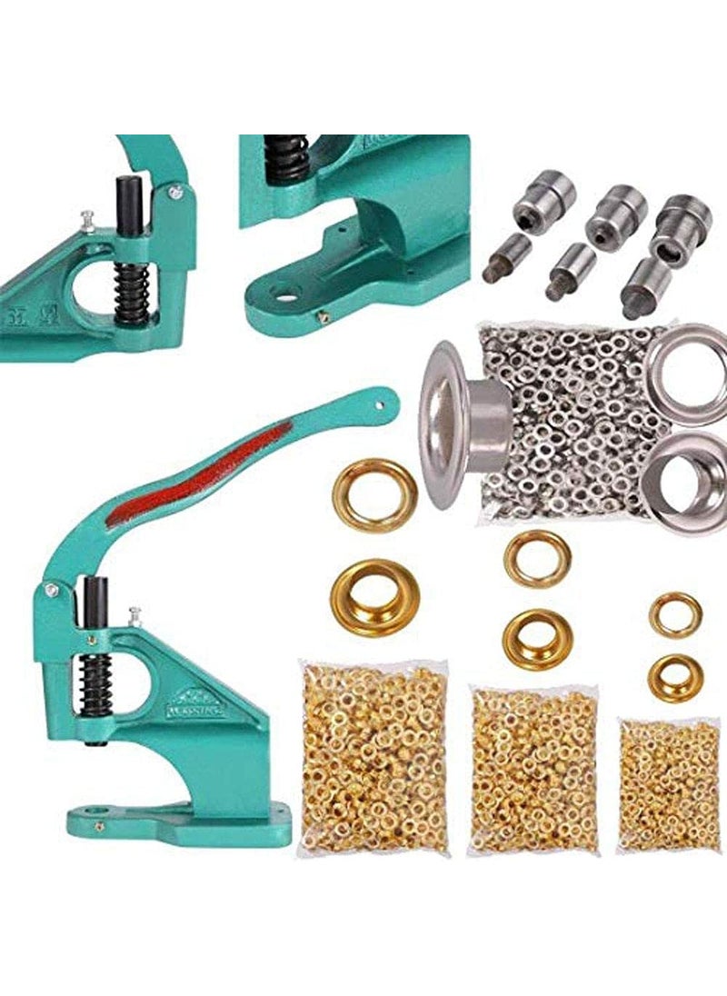 DIY Crafts Diy Crafts CTDIYHI27354 Machine Hand Grommet Machine 3 Die 024 Manual Grommet Press Punch Tool Kit Eyelet Press Machine With 1800 Gold Grommets Silver  - Image 1