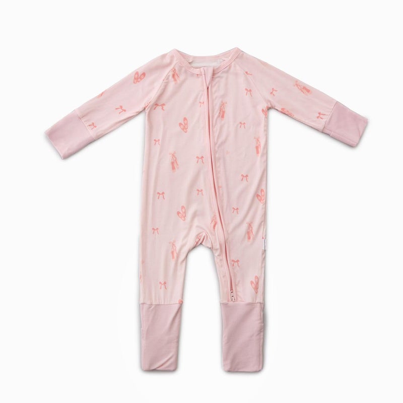 Romper for baby, 95% Viscose derived from bamboo, 5% Spandex - Imported (Ballerina), 0-3 Months