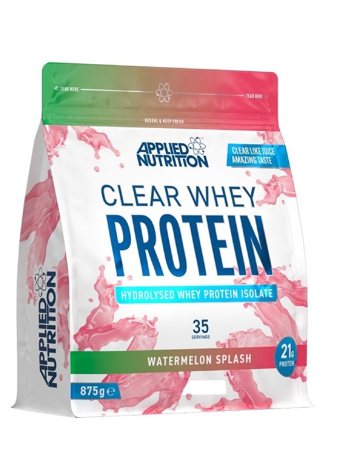 Applied Nutrition Clear Whey Protein Isolate Watermelon Flavor 875 G | 35 Servings | 21g Protein & 5g BCAAs Per Serving | Hydrolysed Whey Isolate | Low Sugar | 1g Carbs | 90 Calories - Image 1