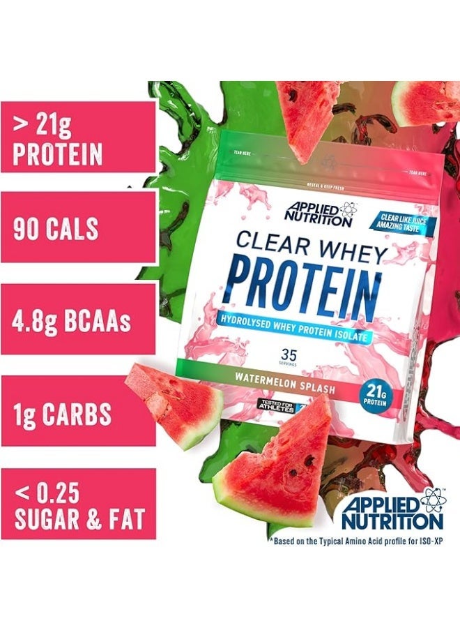 Applied Nutrition Clear Whey Protein Isolate Watermelon Flavor 875 G | 35 Servings | 21g Protein & 5g BCAAs Per Serving | Hydrolysed Whey Isolate | Low Sugar | 1g Carbs | 90 Calories - Image 4