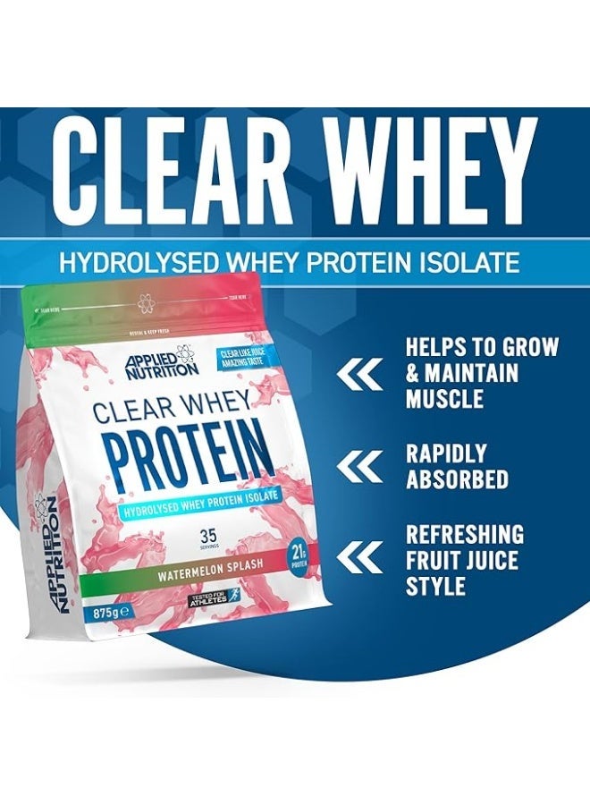 Applied Nutrition Clear Whey Protein Isolate Watermelon Flavor 875 G | 35 Servings | 21g Protein & 5g BCAAs Per Serving | Hydrolysed Whey Isolate | Low Sugar | 1g Carbs | 90 Calories - Image 3