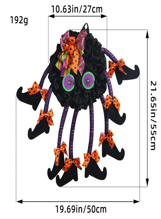 Adonisaon Halloween Wreath for Front Door Spider Wreath for Halloween Party Indoor Outdoor Decorations Cute Black Spider Pendant Wall Window Farmhouse Decor 21.65 Inch - Image 4