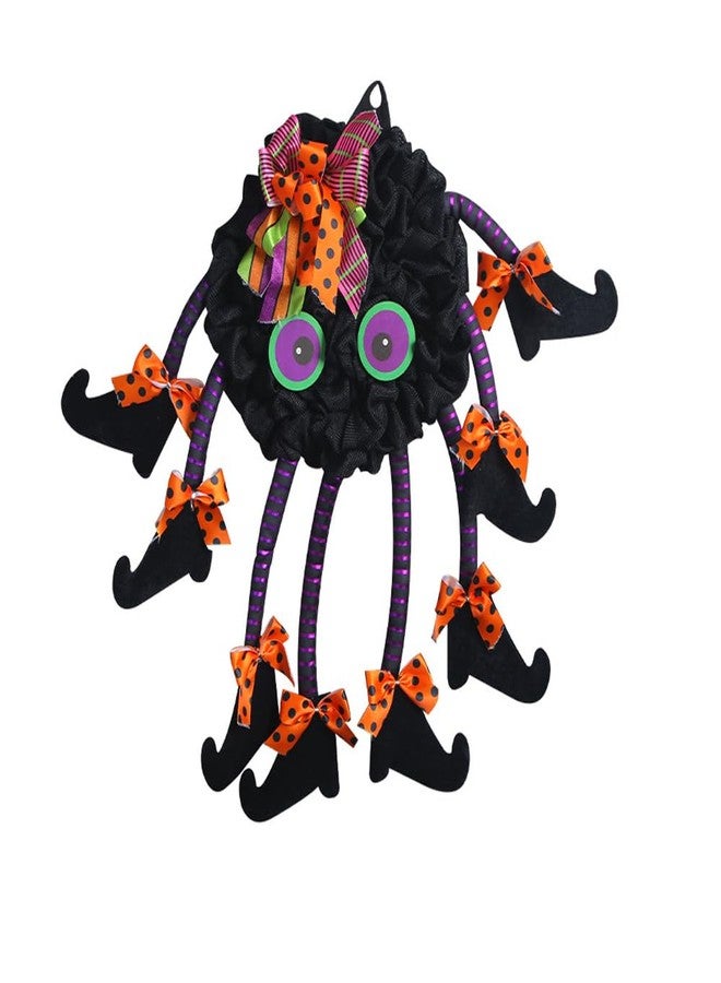 Adonisaon Halloween Wreath for Front Door Spider Wreath for Halloween Party Indoor Outdoor Decorations Cute Black Spider Pendant Wall Window Farmhouse Decor 21.65 Inch - Image 5