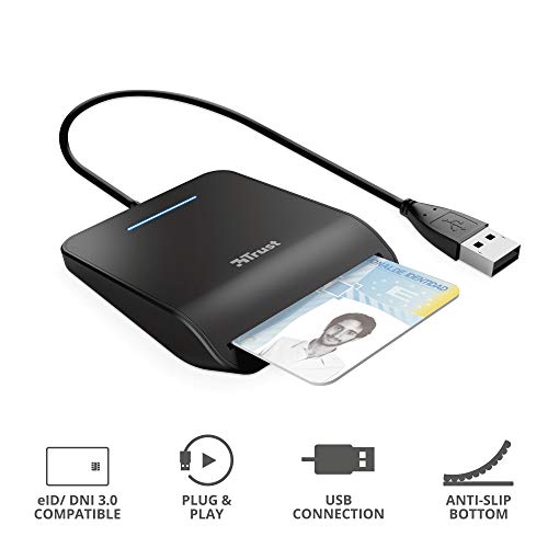 Trust First Smart Card Reader, DNI Compliant with FIPS 201, FIPS TAA and ISO 7816 Class A, B, C, 100 cm Cable, USB Plug & Play, Black - Image 2