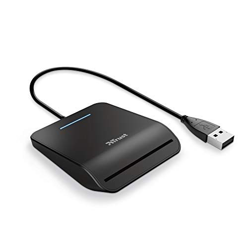 Trust First Smart Card Reader, DNI Compliant with FIPS 201, FIPS TAA and ISO 7816 Class A, B, C, 100 cm Cable, USB Plug & Play, Black - Image 1