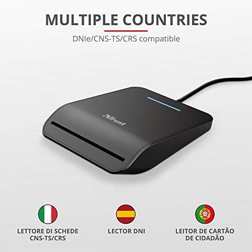 Trust First Smart Card Reader, DNI Compliant with FIPS 201, FIPS TAA and ISO 7816 Class A, B, C, 100 cm Cable, USB Plug & Play, Black - Image 5