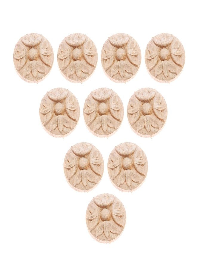 موكسام 10 قطع من زخارف الخشب المنحوتة، ملصقات نحت خشبية مستديرة، قطع مميزة للأثاث المصمم والمبني يدويًا، ديكور للحائط والباب والخزانة والخزانة والسرير والمدفأة، 4 سم/1.57 بوصة - Image 1