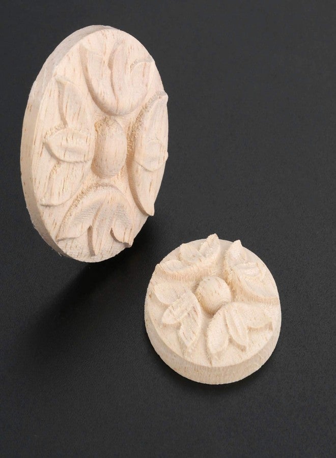 موكسام 10 قطع من زخارف الخشب المنحوتة، ملصقات نحت خشبية مستديرة، قطع مميزة للأثاث المصمم والمبني يدويًا، ديكور للحائط والباب والخزانة والخزانة والسرير والمدفأة، 4 سم/1.57 بوصة - Image 4