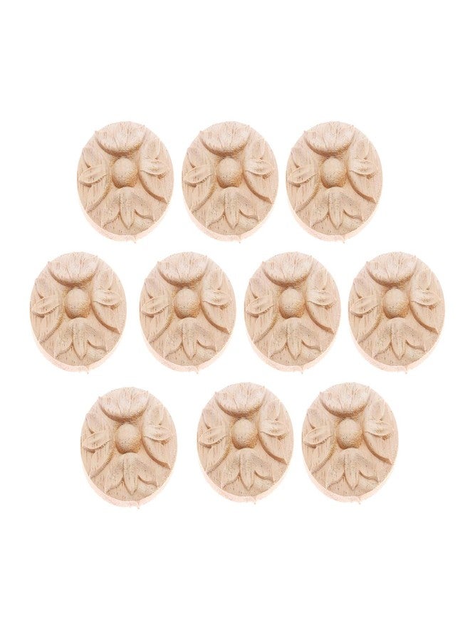 موكسام 10 قطع من زخارف الخشب المنحوتة، ملصقات نحت خشبية مستديرة، قطع مميزة للأثاث المصمم والمبني يدويًا، ديكور للحائط والباب والخزانة والخزانة والسرير والمدفأة، 4 سم/1.57 بوصة - Image 3