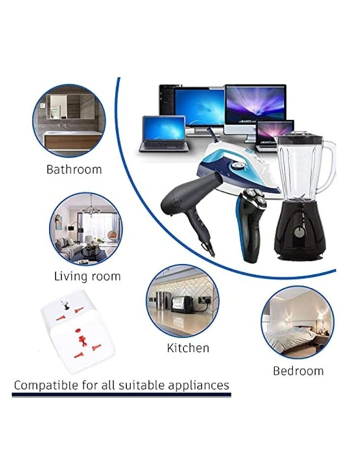 erorex [2 PACK] 3 Way Multi Plug Adapter Socket Universal Travel Adaptor-Plug Extension For Kitchen Appliances, Office, Laptop, Tv, Indoor Lighting Shaver Plug Converter Power Adapter with Multiple Socket - Image 2