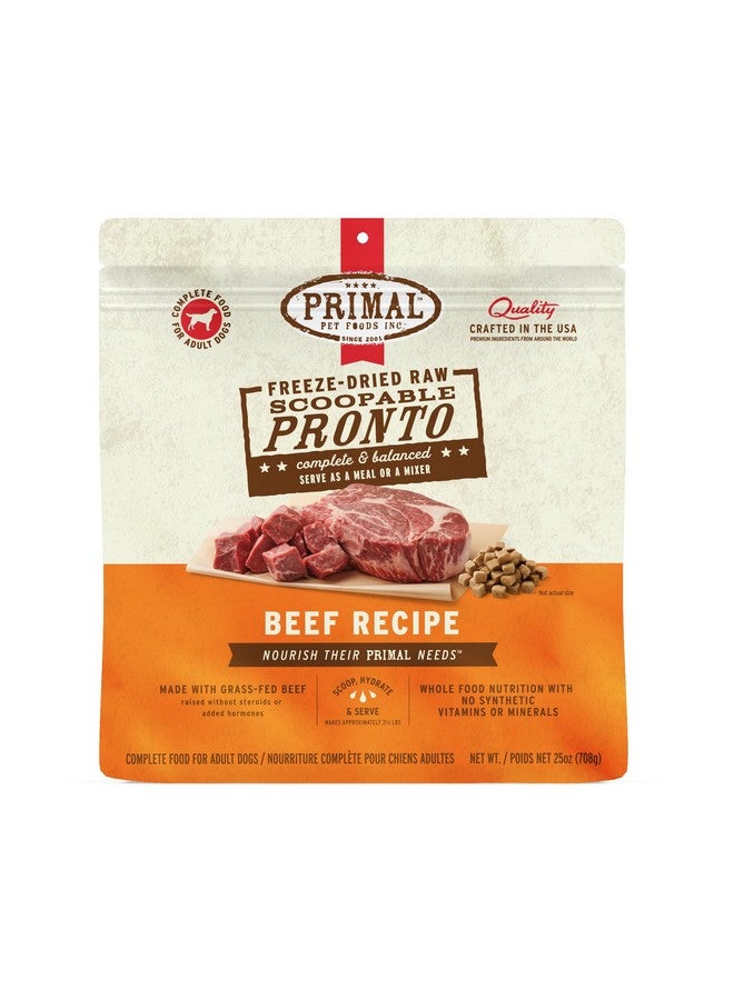 Primal Pet Foods Primal Freeze Dried Dog Food, Pronto Mini Nuggets, Beef; Scoop & Serve, Complete & Balanced Meal; Also Use as Topper or Treat; Premium, Healthy, Grain Free High Protein Raw Dog Food (25 oz) - Image 1