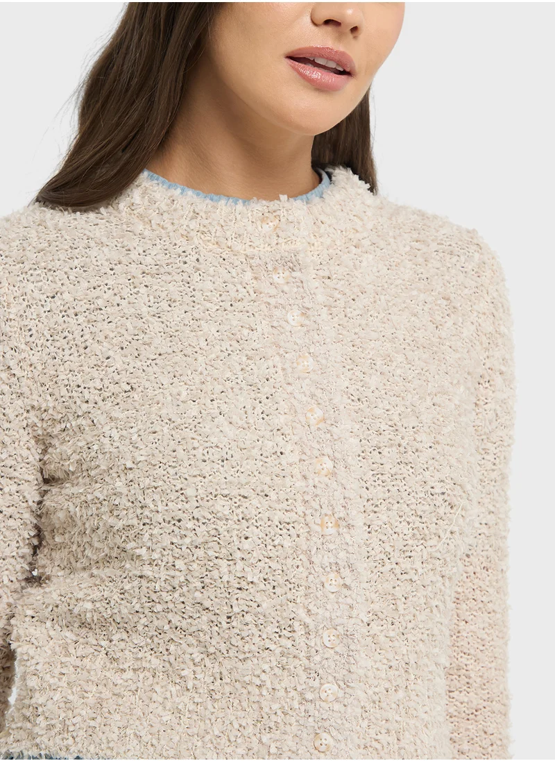 توب شوب Knitted Button Down Cardigan
