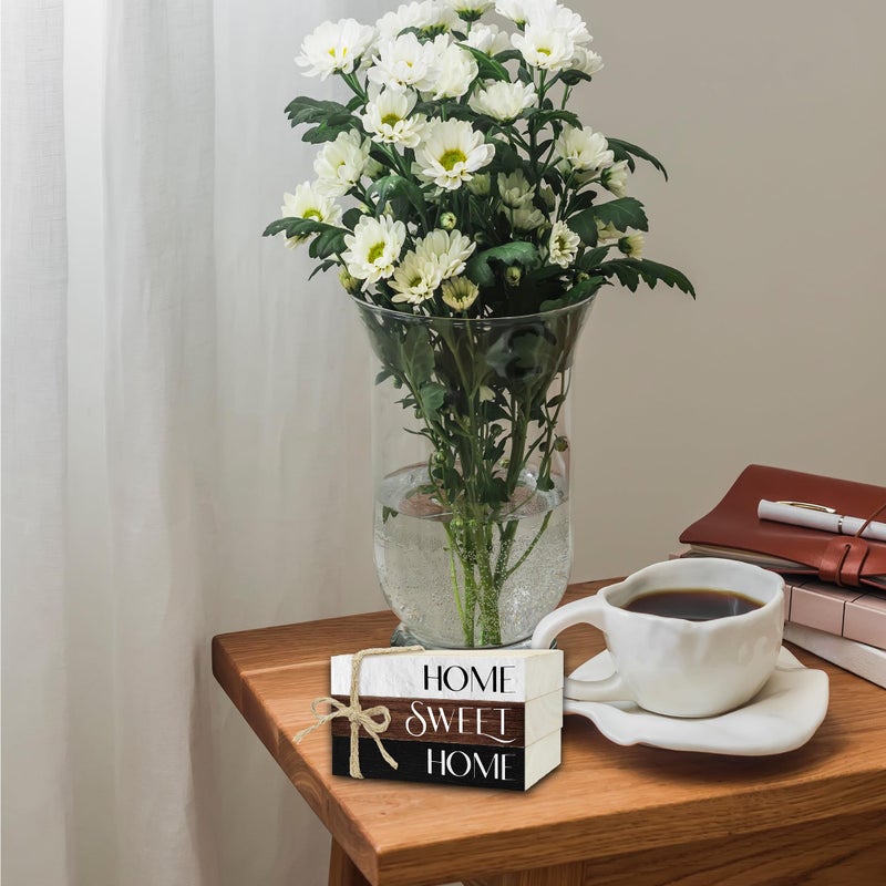 Ycyfckdr Mini Decorative Books for Home Decor, Rustic Wood Stack for Table, Home Sweet Decor Books for Living Room Shelf, Farmhouse Stacked Book Gift (L10) - Image 5