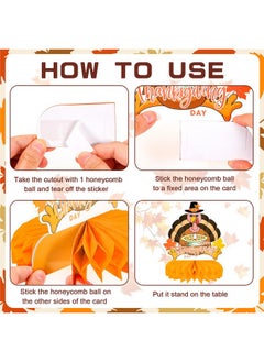 HOWAF 9 Pcs Thanksgiving Turkey Honeycomb Centerpieces, Happy Thanksgiving Day Gobble Table Toppers Funny Turkey Table Centerpieces For Fall Thanksgiving Table Decoration Gobble Till You Wobble Favors  - Image 4