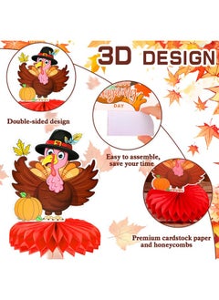 HOWAF 9 Pcs Thanksgiving Turkey Honeycomb Centerpieces, Happy Thanksgiving Day Gobble Table Toppers Funny Turkey Table Centerpieces For Fall Thanksgiving Table Decoration Gobble Till You Wobble Favors  - Image 3