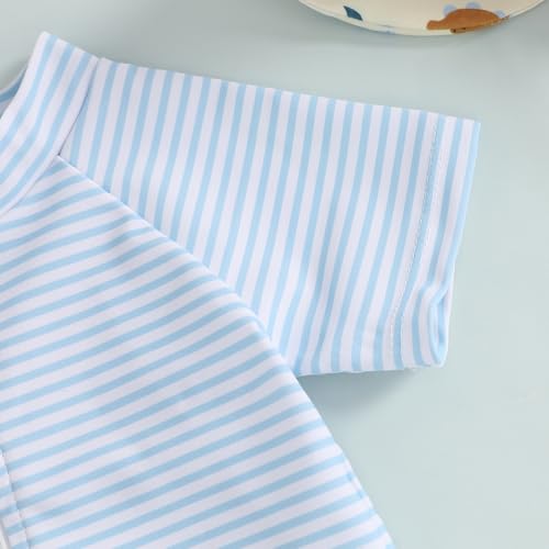 DuAnyozu Baby Boys Swimsuit Long Sleeve Rash Guard Swimwear Baby Boy Swim Trunk with Hat Set 3-Piece Toddler Bathing Suit (Blue, 0-6 Months) - Image 5