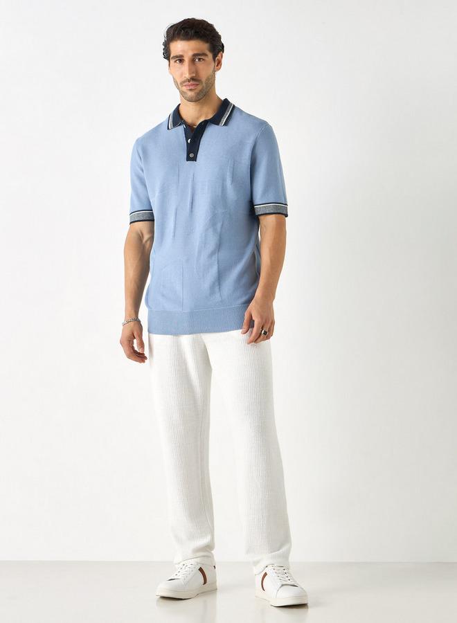 ايكونيك تيشيرت بولو بارز الملمس بأكمام قصيرة من آيكونيك - Image 2