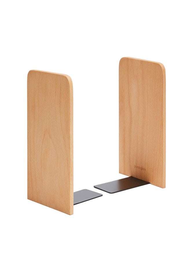 باندابارك مساند كتب خشبية من باندابارك، مساند كتب مانعة للانزلاق للرفوف، مساند كتب شديدة التحمل، حامل كتب/أقراص مدمجة، زوج واحد - Image 1