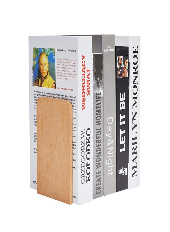 باندابارك مساند كتب خشبية من باندابارك، مساند كتب مانعة للانزلاق للرفوف، مساند كتب شديدة التحمل، حامل كتب/أقراص مدمجة، زوج واحد - Image 3