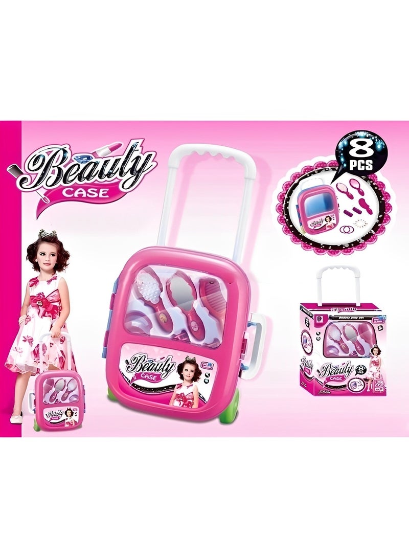 Girls Beauty Salon Set, Pretend Play Doll Hair Stylist Toy Kit with Hairdryer, Mirror, Curling Iron and Other Accessories, Kids Fashion Cutting Makeup Party Favor - Image 1