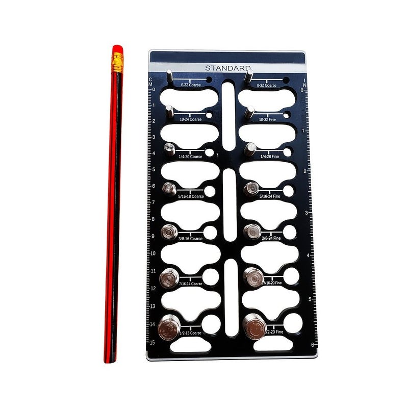 Nut And Bolt Thread Inspection Instrument Metric Imperial Size Flat Head Circular Hole Drive Hanging Storage - Image 3
