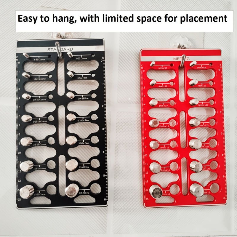 Nut And Bolt Thread Inspection Instrument Metric Imperial Size Flat Head Circular Hole Drive Hanging Storage - Image 4