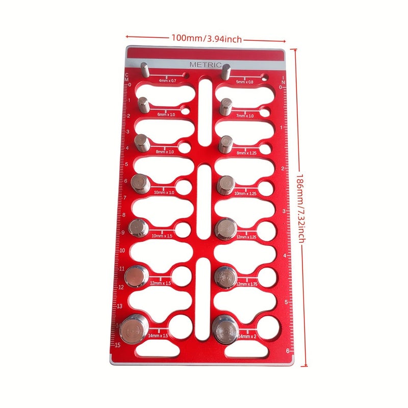 Nut And Bolt Thread Inspection Instrument Metric Imperial Size Flat Head Circular Hole Drive Hanging Storage - Image 2